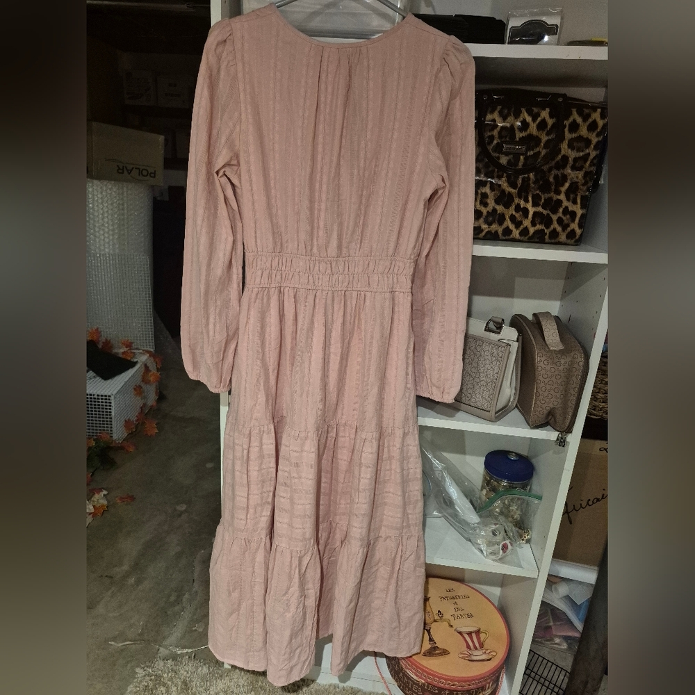 Bohemien Long Sleeve Pink Maxi Dress - Picture 11 of 11
